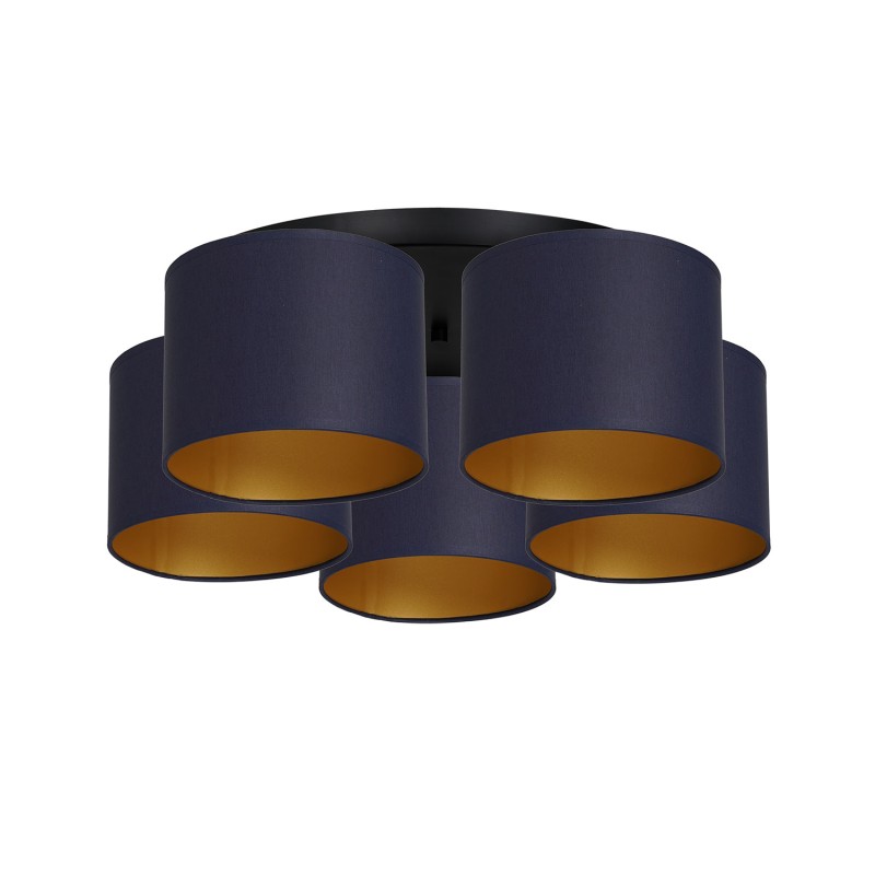 plafon  black, cylinder shade navy blue/gold 5 3565