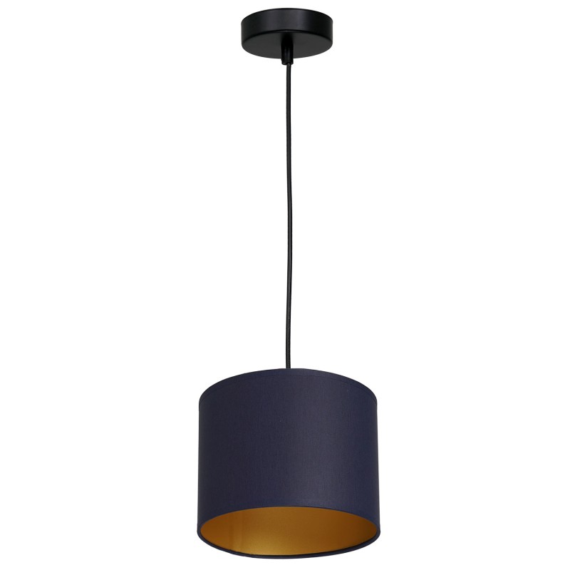 żyrandol  black, cylinder shade dia 180, h 150 navy blue/gold 1 3566