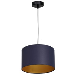 żyrandol  black, cylinder shade dia 250, h 170 navy blue/gold 1 3567