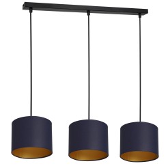 żyrandol  listwa, black, cylinder shade dia 180, h 150 navy blue/gold 3 3569