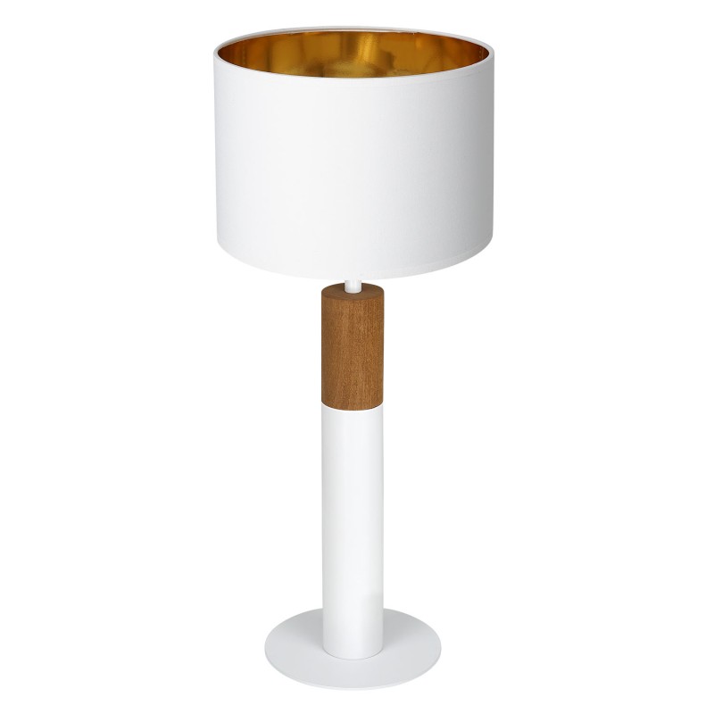 lampka gab. round wood, 1xE27 white/white-gold culinder shade 2937 3589