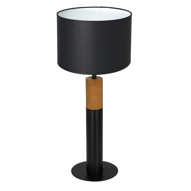 lampka gab. round wood, 1xE27 black/black-white cylinder shade 2938 3590