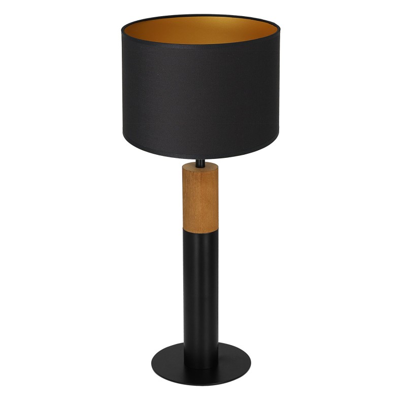 lampka gab. round wood, 1xE27 black/black-gold cylinder shade 2939 3591