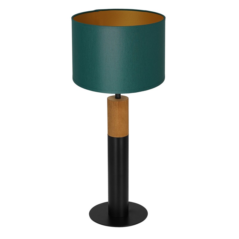 lampka gab. round wood, 1xE27 black/green-gold cylinder shade 2941 3593