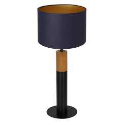 lampka gab. round wood, 1xE27 black/navy blue-gold cylinder shade 2942 3594