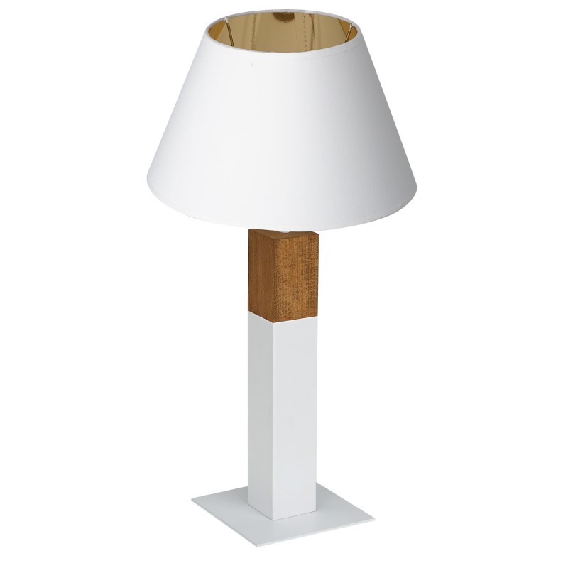 lampka gab. square wood, 1xE27 white/white-gold cone shade 2916 3596