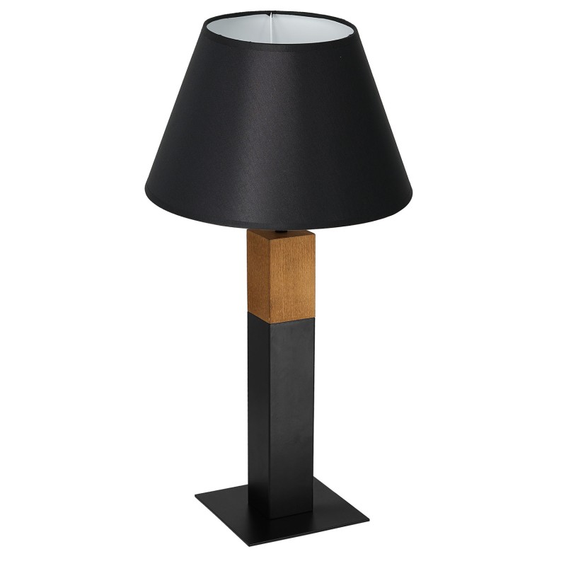 lampka gab. square wood, 1xE27 black/black-white cone shade 2917 3597