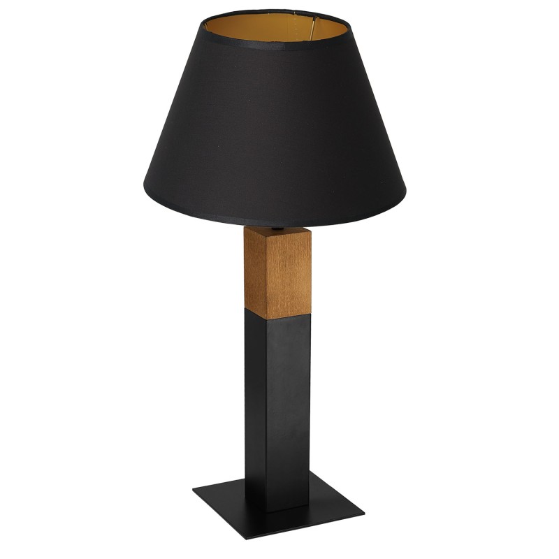 lampka gab. square wood, 1xE27 black/black-gold cone shade 2918 3598