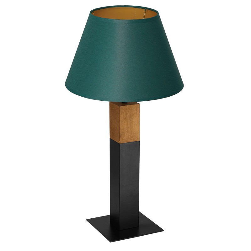 lampka gab. square wood, 1xE27 black/green-gold cone shade 2920 3600