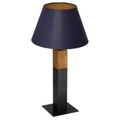 lampka gab. square wood, 1xE27 black/navy blue-gold cone shade 2921 3601