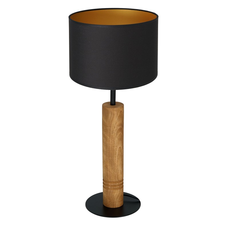 lampka gab. round wooden column, 1xE27 black/black-gold cylinder shade 2939 3695