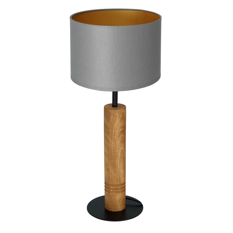 lampka gab. round wooden column, 1xE27 black/gray-gold cylinder shade 2940 3696