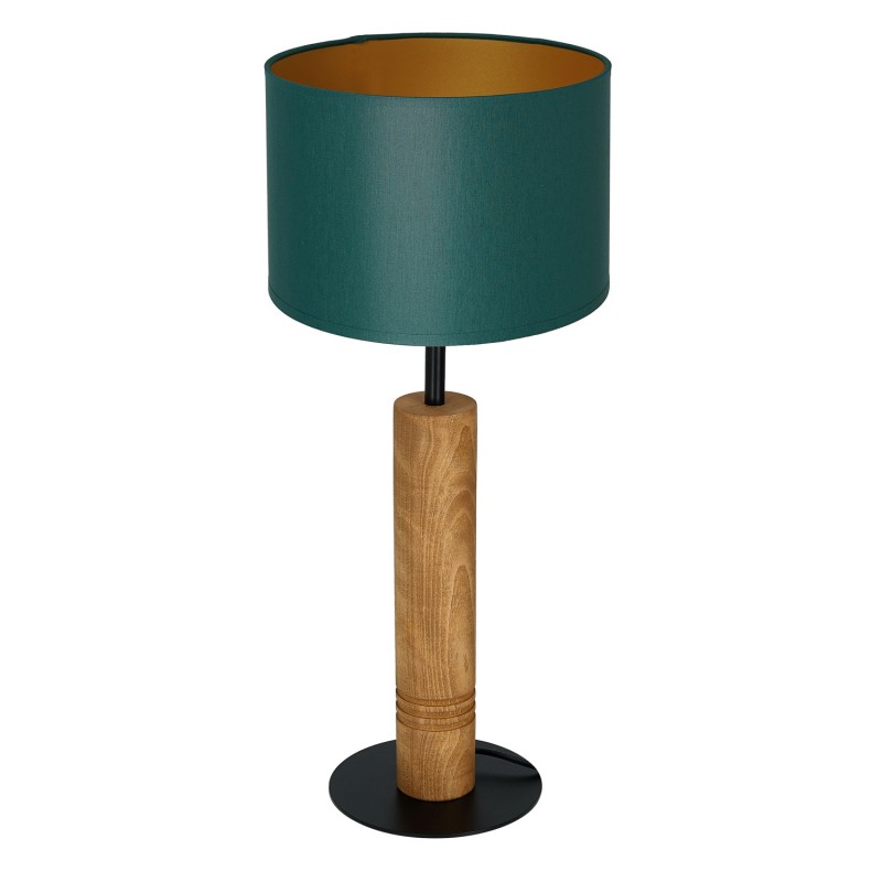 lampka gab. round wooden column, 1xE27 black/green-gold cylinder shade 2941 3697