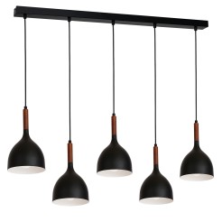 żyrandol line  black/dark wood 5 3708