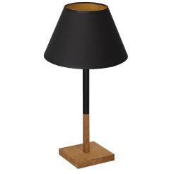 lampka gab. kwadrat drewno 1xE27 black/black-gold cone shade 2918 3750