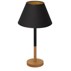 lampka gab. koło drewno 1xE27 black/black-gold cone shade 2918 3755