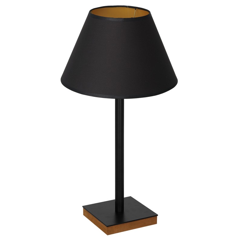 lampka gab. kwadrat+stal drewno 1xE27 black/black-gold cone shade 2918 3760