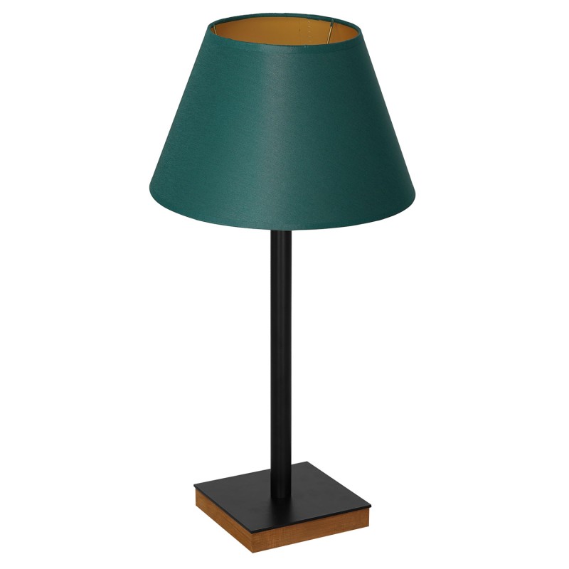 lampka gab. kwadrat+stal drewno 1xE27 black/green-gold cone shade 2920 3762
