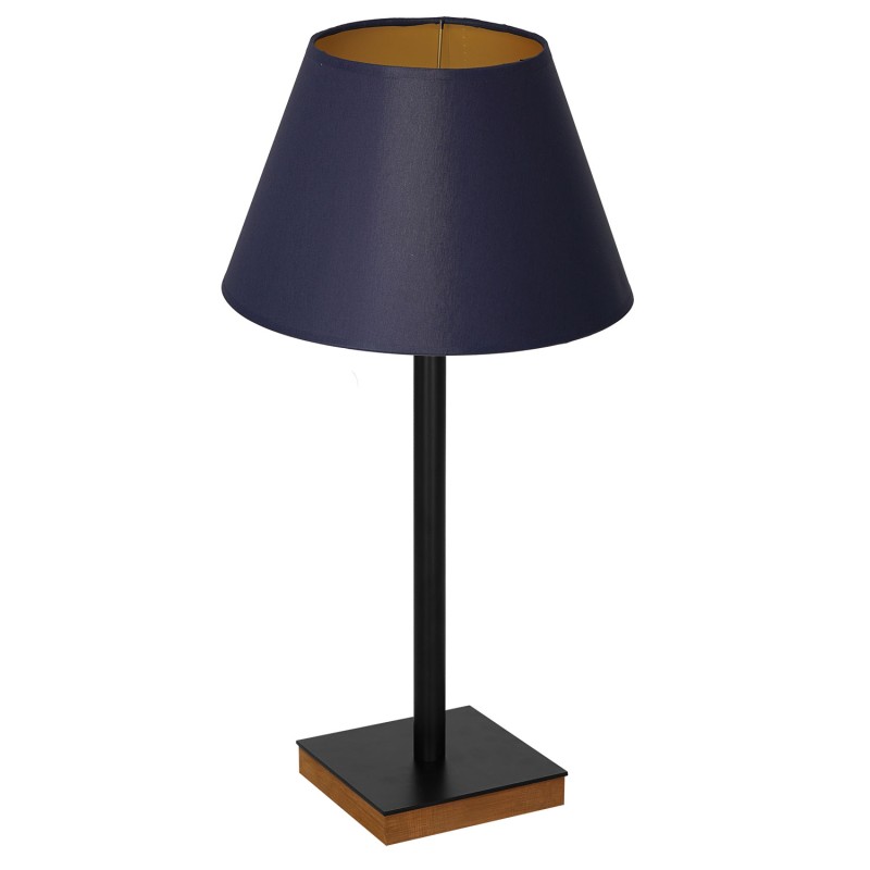 lampka gab. kwadrat+stal drewno 1xE27 black/navy blue-gold cone shade 2921 3763