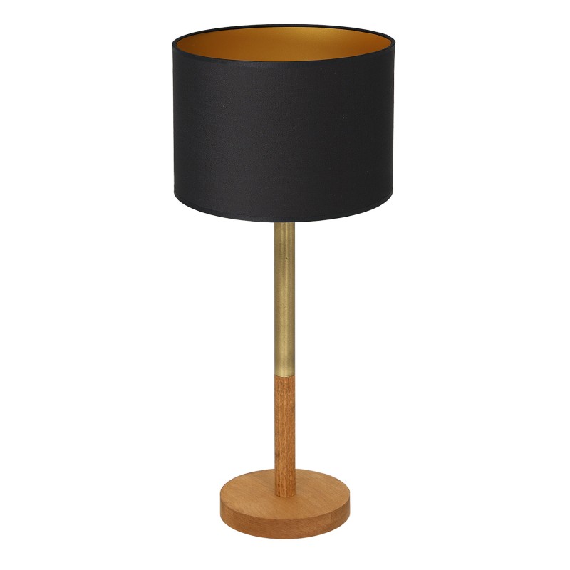 lampka gab. koło drewno 1xE27 brass/black-gold cylinder shade 2939 3805