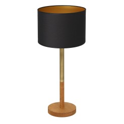 lampka gab. koło drewno 1xE27 brass/black-gold cylinder shade 2939 3805