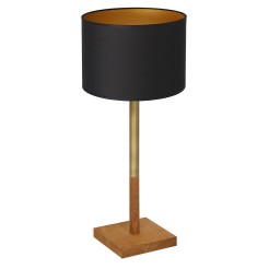 lampka gab. kwadrat drewno 1xE27 brass/black-gold cylinder shade 2939 3807