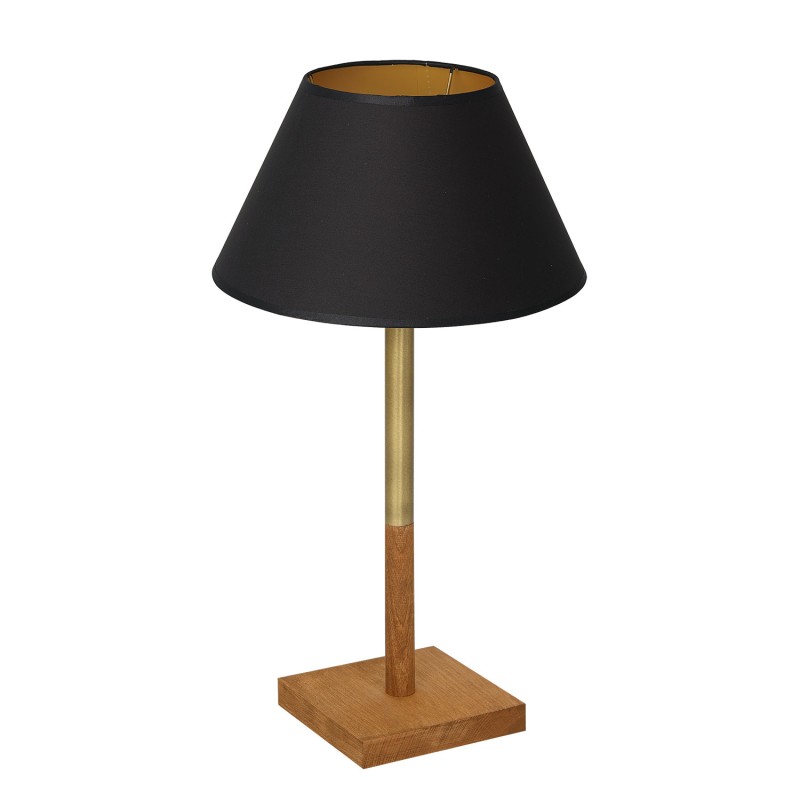 lampka gab. kwadrat drewno 1xE27 brass/black-gold cone shade 2918 3808