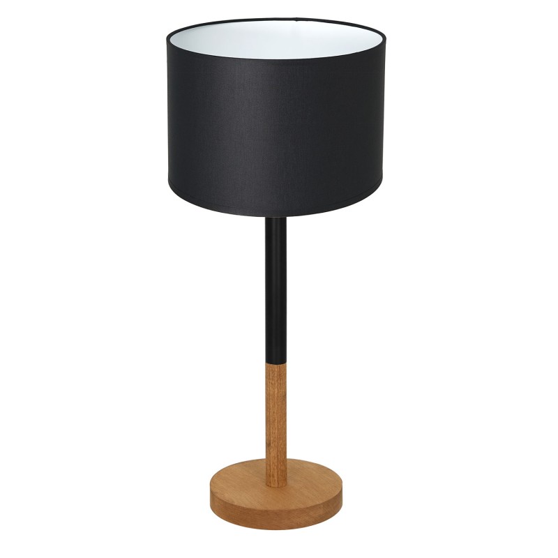 lampka gab. koło drewno 1xE27 black/black-white cylinder shade 2938 3824