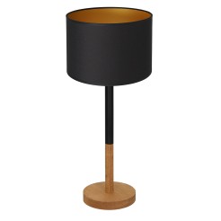 lampka gab. koło drewno 1xE27 black/black-gold cylinder shade 2939 3825