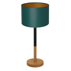 lampka gab. koło drewno 1xE27 black/green-gold cylinder shade 2941 3827