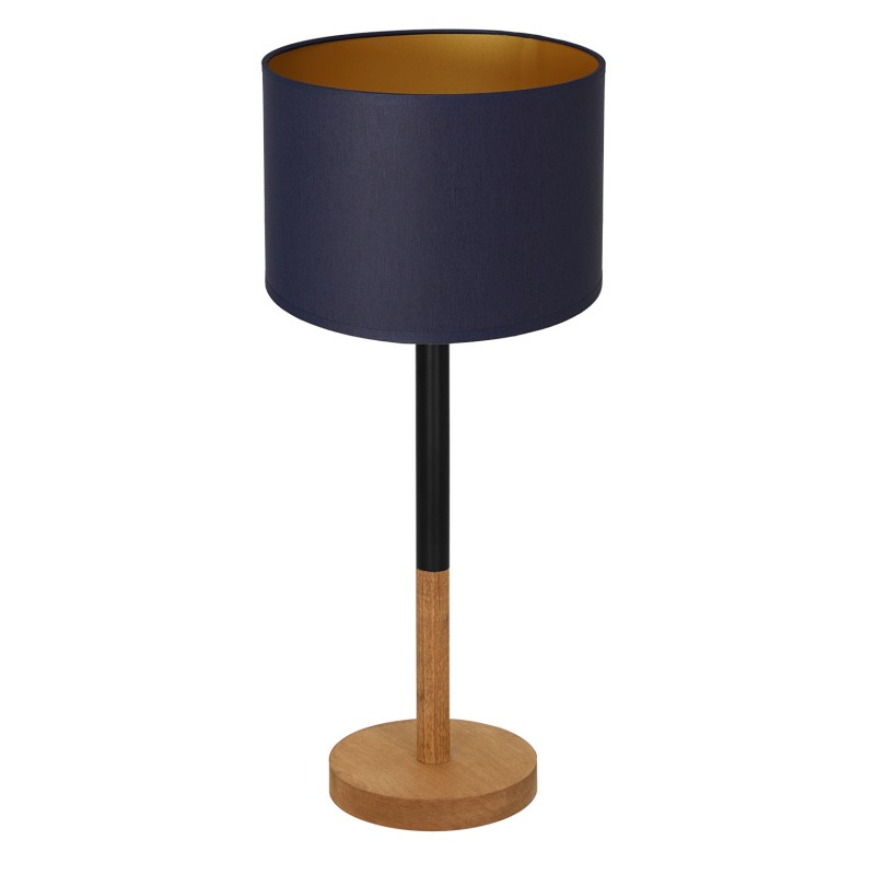 lampka gab. koło drewno 1xE27 black/navy blue-gold cylinder shade 2942 3828