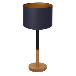 lampka gab. koło drewno 1xE27 black/navy blue-gold cylinder shade 2942 3828