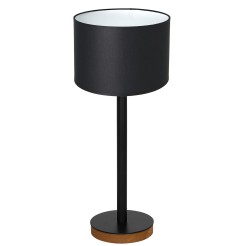 lampka gab. koło+stal drewno 1xE27 black/black-white cylinder shade 2938 3834