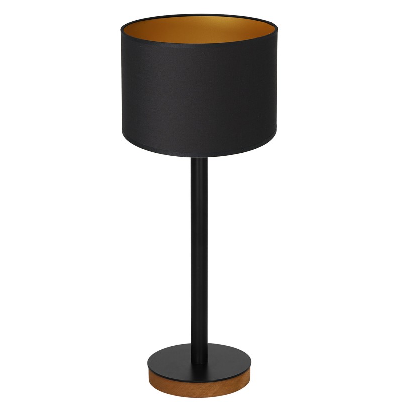 lampka gab. koło+stal drewno 1xE27 black/black-gold cylinder shade 2939 3835