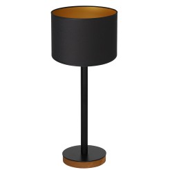 lampka gab. koło+stal drewno 1xE27 black/black-gold cylinder shade 2939 3835