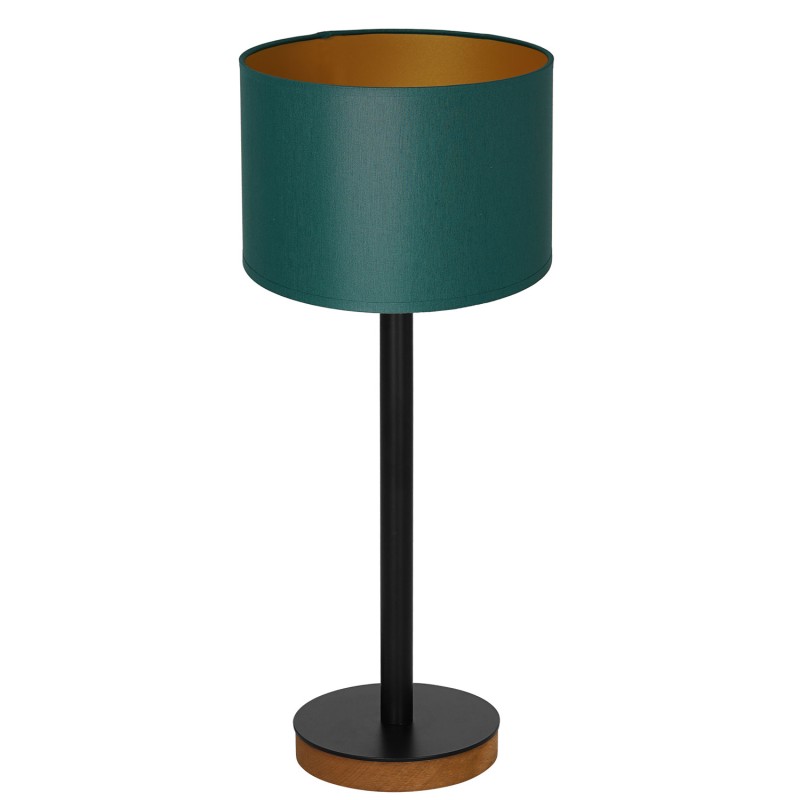 lampka gab. koło+stal drewno 1xE27 black/green-gold cylinder shade 2941 3837