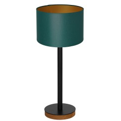 lampka gab. koło+stal drewno 1xE27 black/green-gold cylinder shade 2941 3837