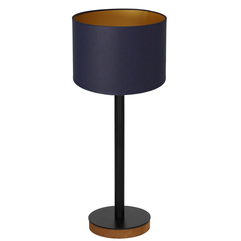 lampka gab. koło+stal drewno 1xE27 black/navy blue-gold cylinder shade 2942 3838