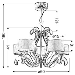 AMBROSIA 1 LAMPA WISZĄCA 5X40W E14 + 43,4W LED CHROM 35-33857