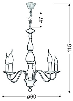 BELLAGIO LAMPA WISZĄCA 5X40W E14 KREMOWY 35-96503