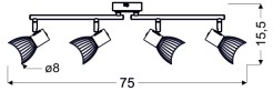 CHILE LAMPA SUFITOWA LISTWA 4XMAX25W E14 BIAŁY + DREWNO 94-61645