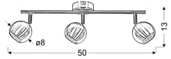 BALT LAMPA SUFITOWA LISTWA 3 X MAX 50W GU10 SATYNA BEZ ŻARÓWEK 93-60624