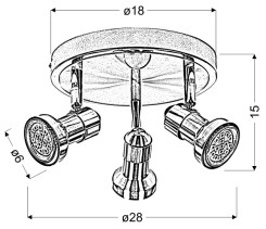 ARKON LAMPA SUFITOWA PLAFON 3X50W GU10 SAT NIKIEL+CHROM BEZ ŻARÓWEK 98-60051