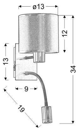 SYLWANA LAMPA KINKIET 1X40W E14 + LED Z WYŁĄCZNIKIEM PATYNA / ŻÓŁTY KWADRAT 21-57167