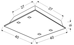 ARTY LAMPA SUFITOWA PLAFON 40X40 2X60W E27 KRYSZTAŁKI 10-61010