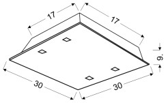 FONTANA LAMPA SUFITOWA PLAFON 30X30 1X60W E27 KRYSZTAŁKI 10-61133