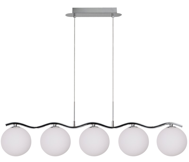 DEMON LAMPA WISZĄCA CHROMOWY 5X40W G9 KLOSZ BIAŁY 35-01429