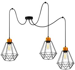 PRIMO P LAMPA WISZĄCA CZARNY+PATYNA 3X60W E27 KLOSZ CZARNY 33-00293