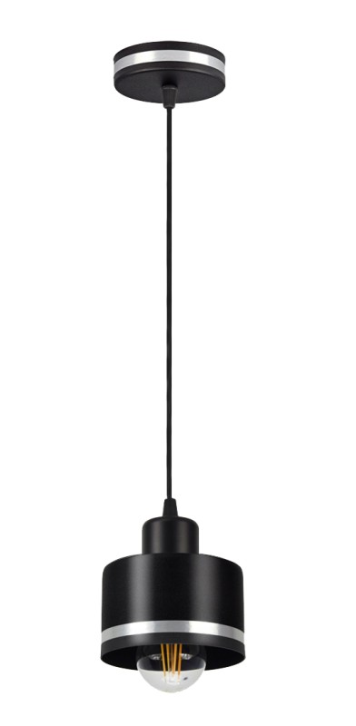 WAMA LAMPA WISZĄCA CZARNY 1X40W E27 KLOSZ CZARNY+SREBRNY 31-00460