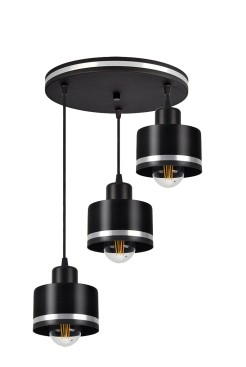 WAMA LAMPA WISZĄCA CZARNY 3X40W E27 KLOSZ CZARNY+SREBRNY 33-00484